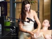 Breasrts and Arms Massage by Adel Lady Barber to Kris