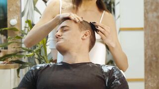 Head Massage for Male Client by Adel Lady Barber