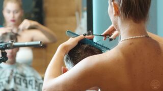 HairCutting by Olga Lady Barber to Real Male Client