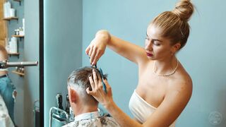 HairCutting by Olga Lady Barber to Real Male Client