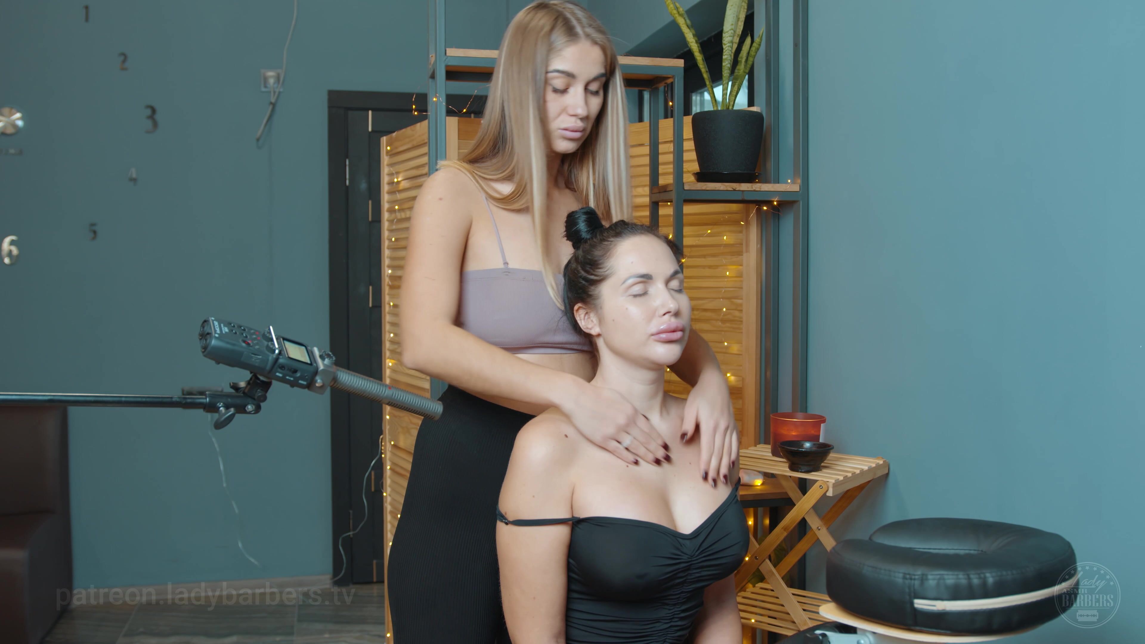 Cervical collar zone and chest Massage with oil by Olga to Lilia