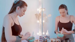 Chocolate Mask on Breasts and Massage by Sandra Lady Barber to Sandy