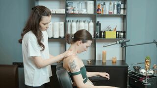 Neck and Shoulders Massage with Massager by Milena