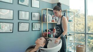 Head Washing Spa procedure by Anastasia Lady Barber to Liza