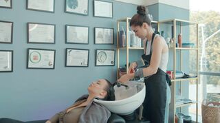 Head Washing Spa procedure by Anastasia Lady Barber to Liza