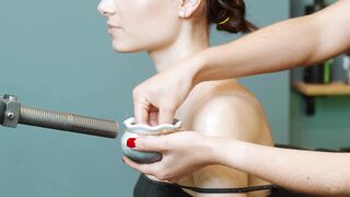 Neck And Shoulders Massage with Oil by Olga Lady Barber to Milena Lady Barber