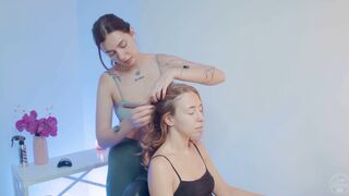 Relaxing NU Scalp and Breasts Massage by Sandy Trainy Lady Barber