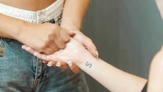 Hand Massage by Olga Lady Barber to Scarlet N