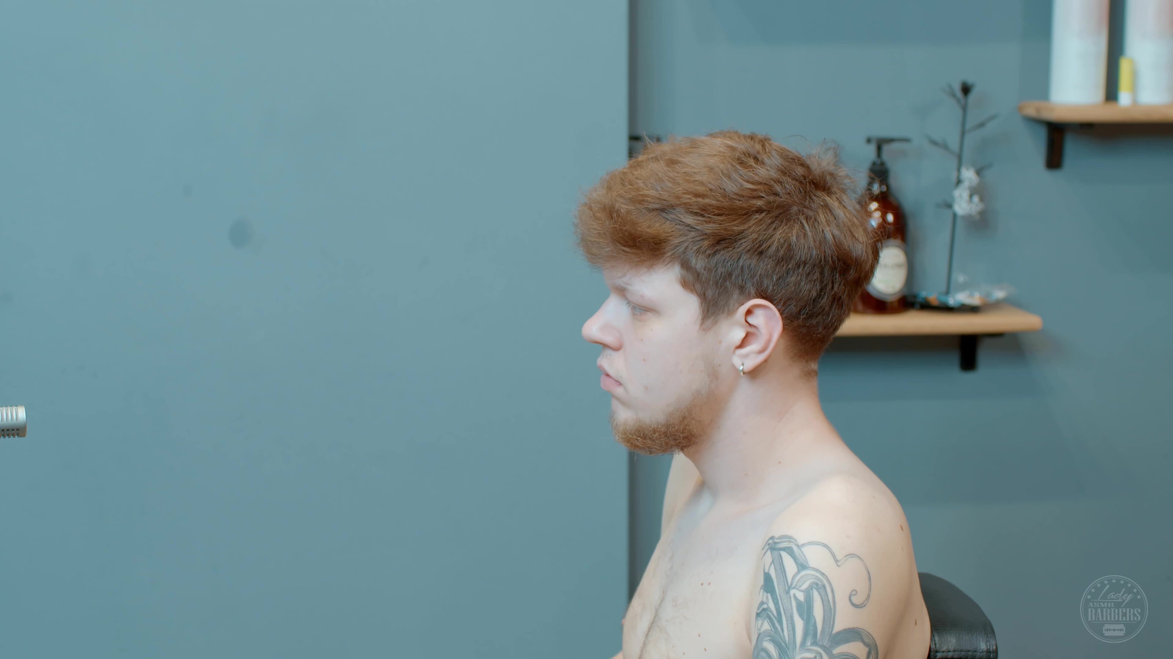 Head Face and Shoulders Massage by Olga Lady Barber to Male Client