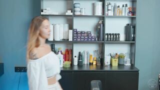 Shoulders and collarbone massage by Olga Lady Barber to Lina
