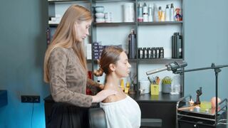 Shoulders and collarbone massage by Olga Lady Barber to Lina