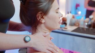 Relaxing Shoulders and Breasts Massage by Sandy Lady Barber to Sonya