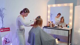 Relaxing Cissors Haircutting by Dana Lady Barber to Liza