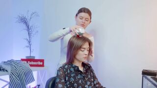 Relaxing Cissors Haircutting by Dana Lady Barber to Liza