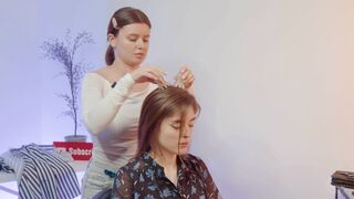 Relaxing Cissors Haircutting by Dana Lady Barber to Liza